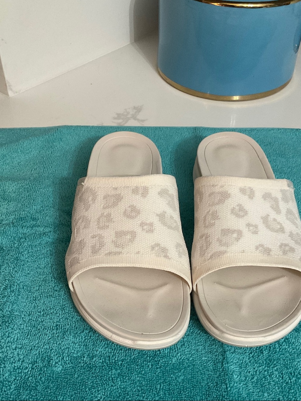 Ryka ‘Triumph’ Leopard-Print Slide Sandals Size 8